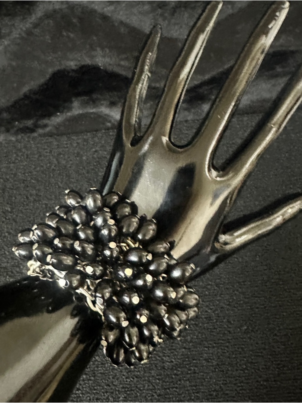 Wide Beaded Black Bracelet